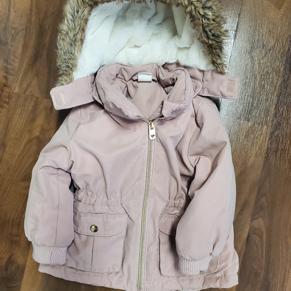 H&M baby girl winter coat with fur hood